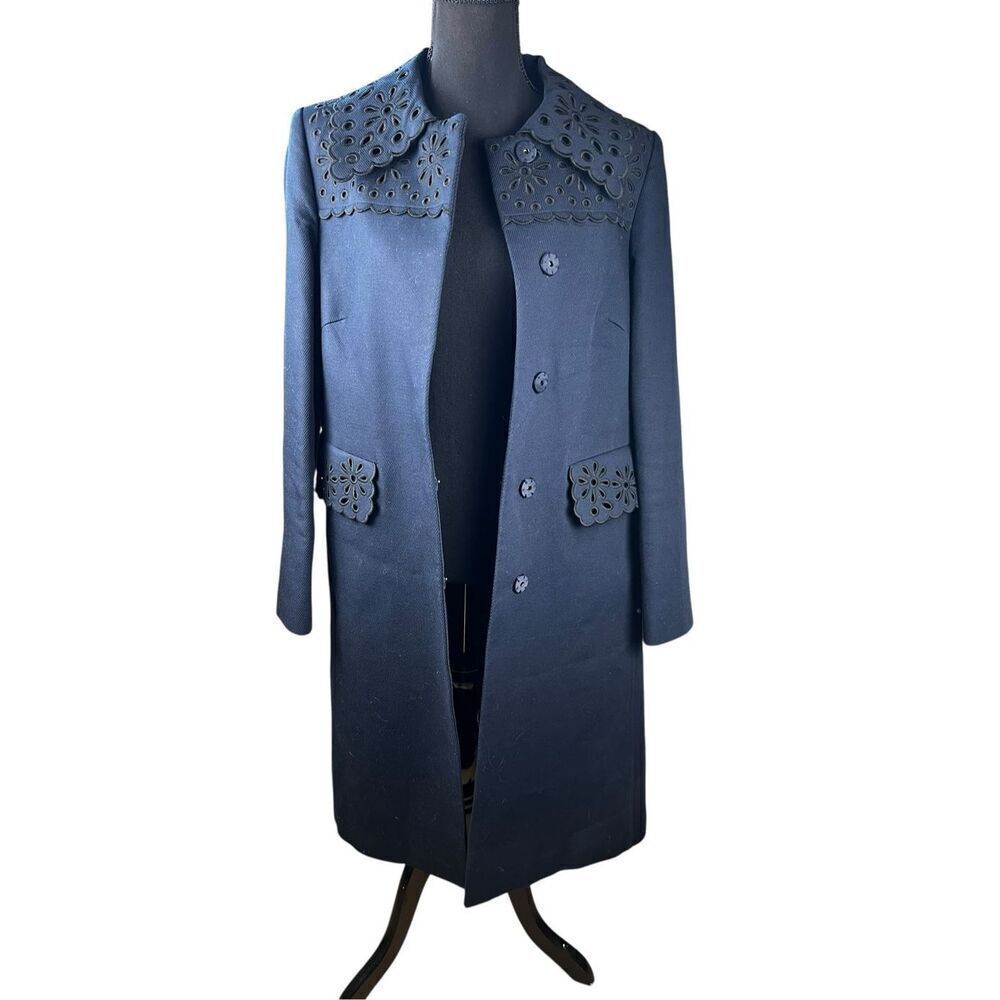 Boden woman’s 8 Broderie Detail eyelet trim button up coat jacket classic - Picture 2 of 11